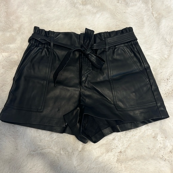 zara leather shorts